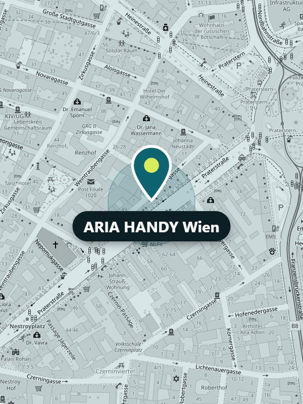 Karte: ARIA HANDY Wien, Praterstraße 53